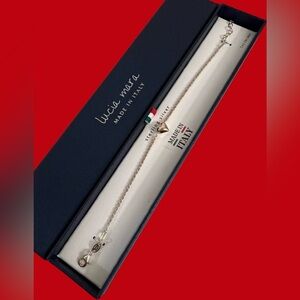 New Lucia Mara Sterling Silver Made In Italy Heart Shape Bracelet 7”+1”